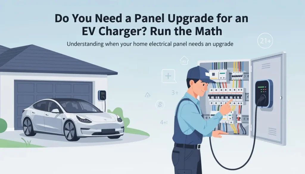 Electrician assessing Durham Region home panel to determine if upgrade needed for EV charger installation
