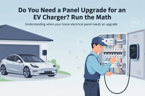 Electrician assessing Durham Region home panel to determine if upgrade needed for EV charger installation