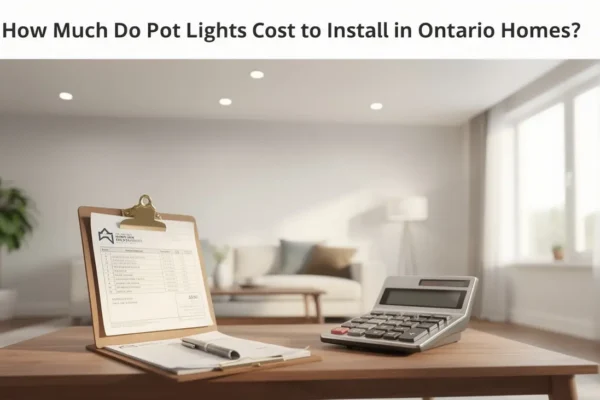Clipboard with pot light installation cost estimate and calculator for electrical work in Durham Region homes