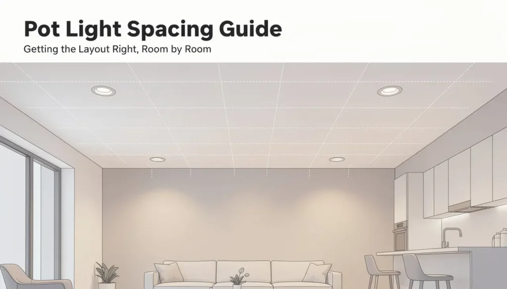Recessed pot lights installed with optimal spacing in a Durham Region home's living area ceiling